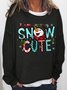 Women's I Am Snow Cute Funny Graphics Printed Cotton-Blend Crew Neck Christmas Snowman Sweatshirt