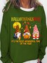 Womens Funny Hallothanksmas Holiday Gnome Casual Top