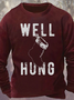 Mens Christmas Stocking Well Hung Funny Graphics Printed Cotton-Blend Loose Sweatshirt