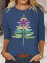 Womens Christmas Tree Dragonfly Crew Neck Top