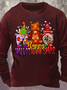 Mens Happy Hallothanksmas Christmas Gnome Funny Graphics Printed Crew Neck Sweatshirt