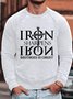Mens Iron Sharpens Brothers In Christ Graphics Printed Loose Casual Crew Neck Sweatshirt