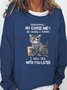 Womens Black Cat Shh My Coffee And I Are Having A Moment funny Casual Sweatshirt
