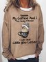 Women Funny Owl Shhh My Coffee And I Are Having A Moment I Will Deal With You Later Loose Crew Neck Sweatshirt