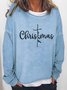 Women Christmas Faith Simple Text Letters Sweatshirt