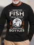 Men I Rescue Fish From Water And Beer From Bottles Loose Text Letters Crew Neck Top