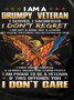 Men A Grumpy Veteran I Don’t Regret Don’t Care Regular Fit T-Shirt