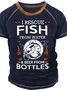 Men I Rescue Fish From Water And Beer From Bottles Crew Neck T-Shirt