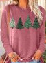 Womens Christmas Trees Lights Star Snow mint Cozy Winter Casual Crew Neck Top
