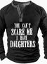 Mens You Can’T Scare Me I Have Daughters Funny Graphic Print Cotton Text Letters Sweatshirt