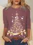 Women's Christmas Tree Cotton-blend Long Sleeve Top