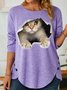 Women's 3D Cat Funny Print Top