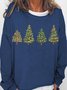 Women Christmas Tree Light Print Crew Neck Sweatshirt