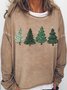 Women Christmas Tree Print Casual Sweatshirt