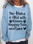 Women This Home Is Filled With Kisses Wagging Tails And Love Dog Lover Simple Crew Neck Text Letters Sweatshirt