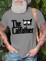 Men's The Cat Father Black Cat Funny Graphic Print Text Letters Cotton T-Shirt