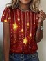Womens Christmas Star Light Print Crew Neck T-Shirt