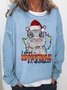 Women's I Want A Hippotamus For Christmas Funny Christmas Gnome Cotton-Blend Christmas Crew Neck Sweatshirt