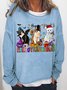 Women's Happy Hallothanksmas Cat  Loose Simple Sweatshirt