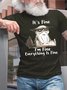 Men's It Is Fine I Am Fine Everthing Is Fine Funny Graphic Print Cotton Casual Text Letters T-Shirt
