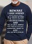 Men’s Beware I Ride Horses You Will Not Be A Problem Crew Neck Casual Cotton Text Letters Top