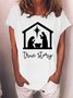 Women's True Story Nativity Of Christmas Jesus Funny Graphic Print Cotton-Blend Casual Loose T-Shirt