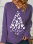 Women's Christmas Paw Tree Print Sweatshirt