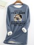 Women's Funny Cat Letter Crew Neck Sweatshirt
