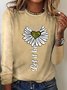 Women's Sunflower Let it Be Text Letters Simple Long Sleeve Top