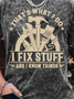 Men’s That’s What I Do I Fix Stuff And I Know Things Regular Fit Casual Text Letters Crew Neck T-Shirt