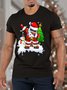 Men’s Merry Christmas Santa Claus Dance Christmas Crew Neck Cotton Casual T-Shirt