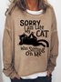 Women's black cat Text Letters Loose Simple Crew Neck Sweatshirt