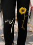 Women's Funny Cat Sunflower Simple Regular Fit Leggings