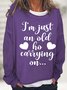 Women's Funny Word I'm Just An Old Ho Carrying On Crew Neck Loose Simple Sweatshirt