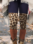 Women's Regular Fit Simple Color Block Leopard Leggings