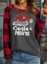 Women’s Santa’s Favorite Hat Casual Christmas Polyester Cotton Top