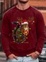 Men's Squirrel Christmas Lights Funny Graphics Print Crew Neck Cotton-Blend Casual Sweatshirt