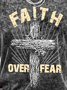 Men's Faith Over Fear Graphics Print Casual Text Letters Loose T-Shirt