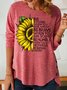 Women's Sunflower Energy Quotes Letter Casual Top