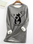 Women's Black Cat Coffee Simple Sweatshirt