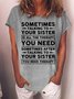Women’s Sometimes Talking To Your Sister Is All The Therapy You need Casual Crew Neck T-Shirt