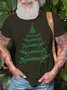 Men's Christmas Tree Dog Funny Graphics Print Loose Cotton Crew Neck Casual T-Shirt