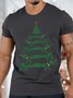 Men's Christmas Tree Dog Funny Graphics Print Loose Cotton Crew Neck Casual T-Shirt