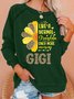 Women's Gigi Like A Normal Grandma Only More Awesome Sun Flower Leopard Sweatshirt