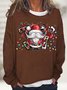 Women's Christmas Gnome Joy Graphics Print Loose Casual Cotton-Blend Sweatshirt