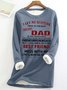 Women’s I Get My Attitude From My Freakin Awesome Dad Text Letters Casual Crew Neck Loose Sweatshirt