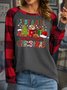 Women’s Just A Girl Who Loves Christmas Hat Gift Christmas Crew Neck Polyester Cotton Casual Top