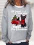 Women’s All Heart Come Home For Christmas Black Cats Tree Christmas Casual Sweatshirt