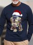 Men's Christmas Robot Dog Funny Graphic Print Crew Neck Cotton Casual Top