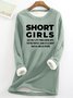 Women's Short Girls Funny Graphic Print Warmth Fleece Sweatshirt Loose Christmas Crew Neck Casual Sweatshirt